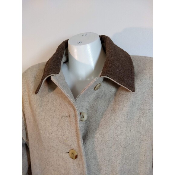 VTG Wool Womens Coat- Embroidery Bears- E&J/LA Mode- Sz L- Oatmeal- Canada- NICE - Picture 5 of 9